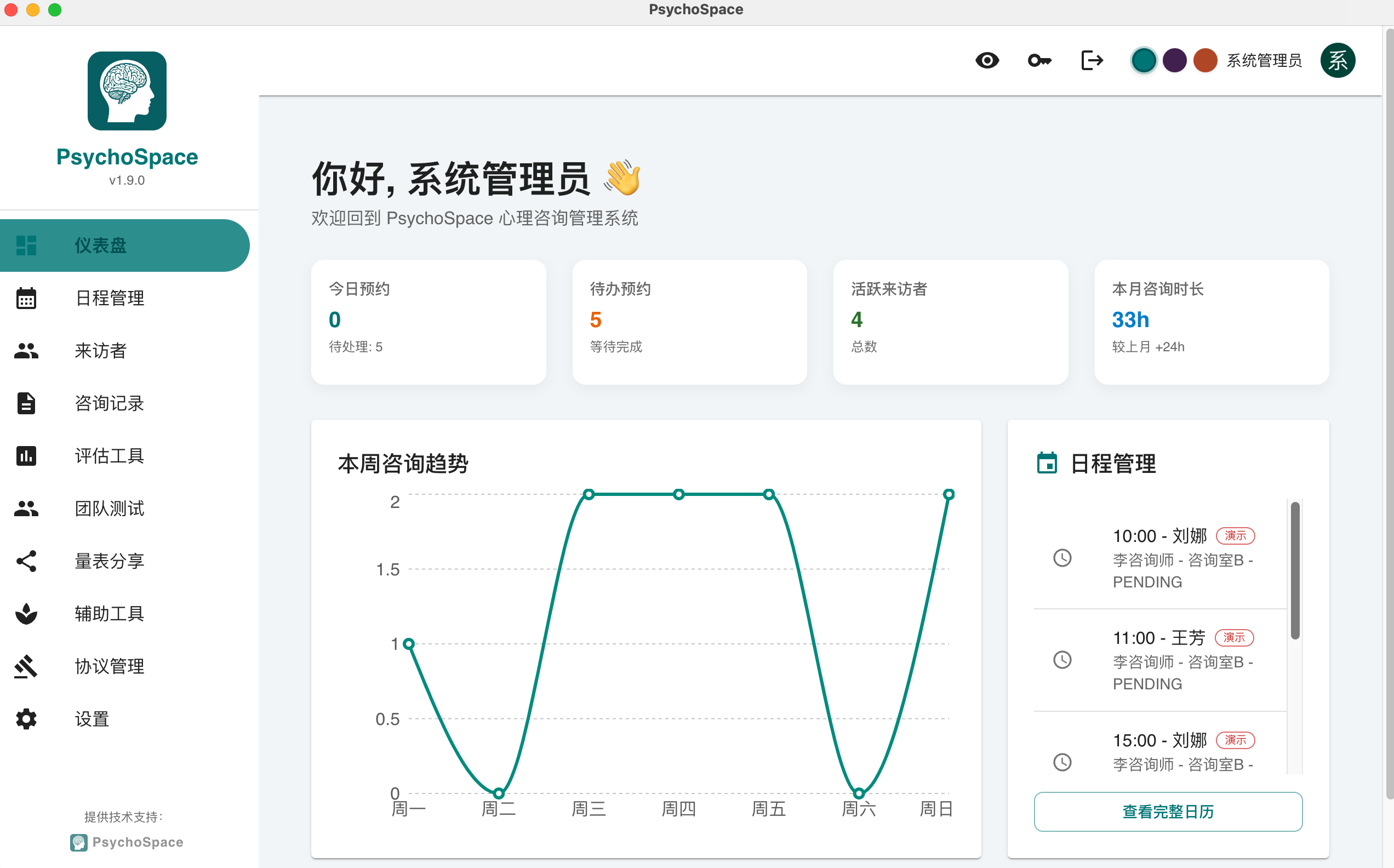 PsychoSpace Professional Interface